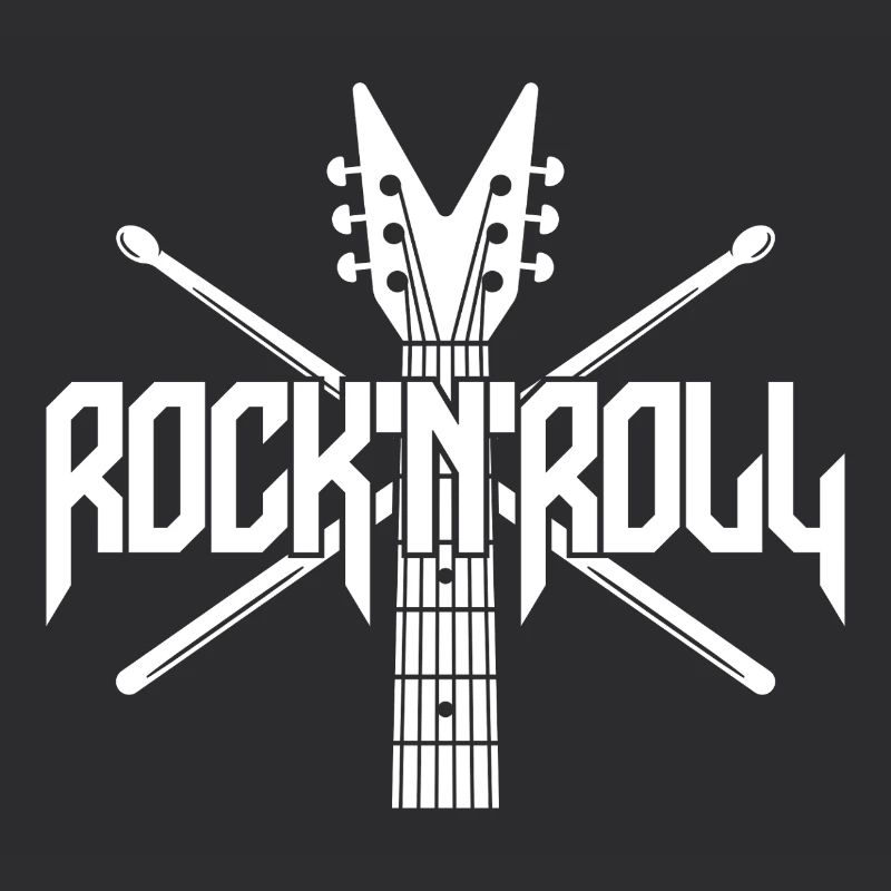 Rock 'N' Roll Guitar and Drumsticks Logo