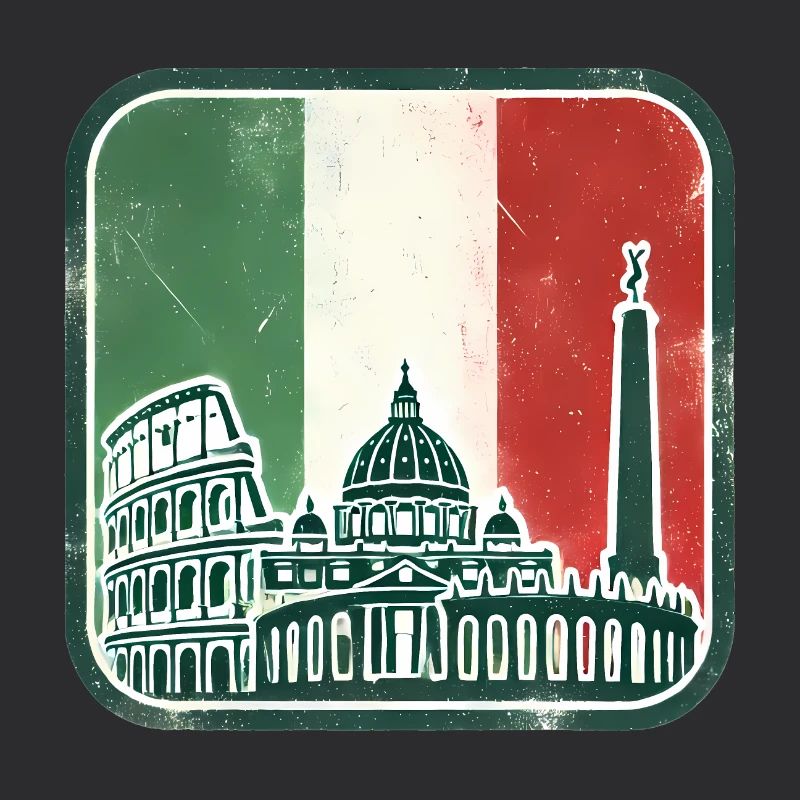 Drapeau Italien Monuments Silhouette