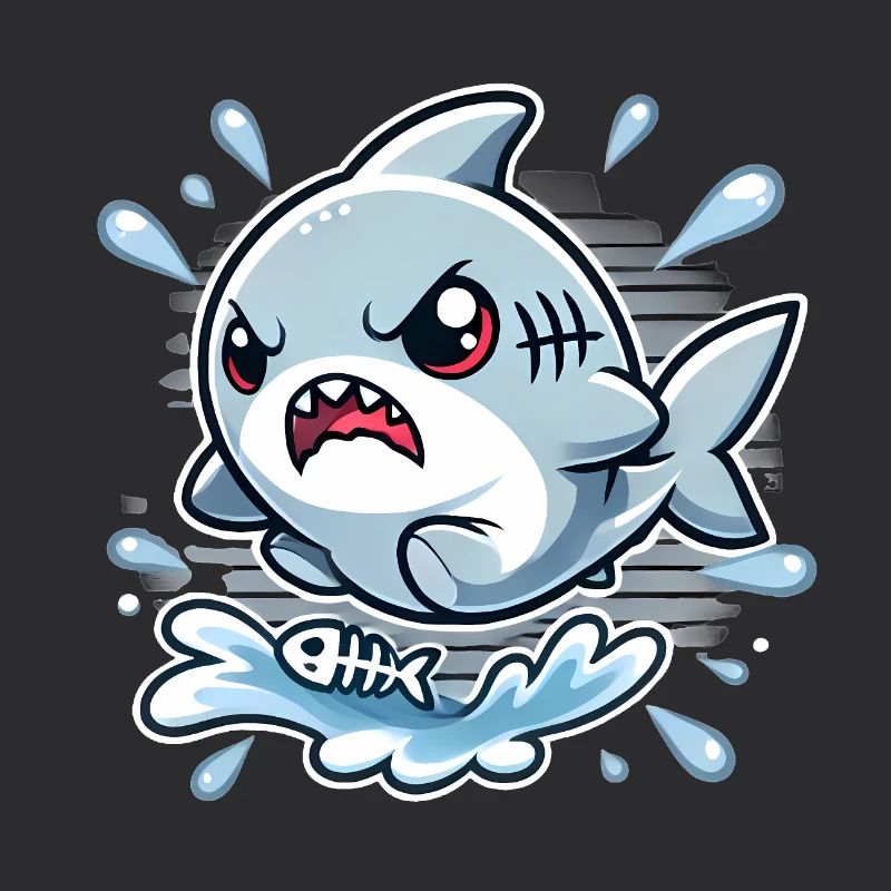 requin en colère éclaboussure dessin animé design