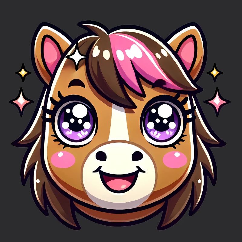 Adorable conception de visage de cheval kawaii