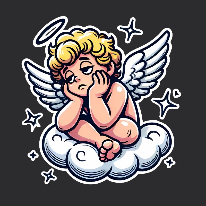 Funny Cherub on Cloud Pop Art Design