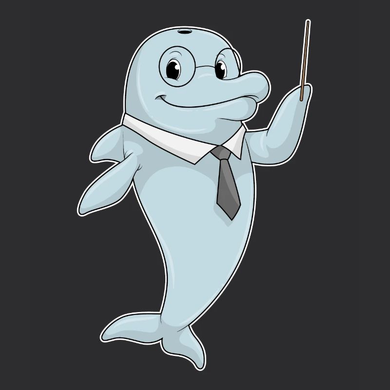 Delfin als Lehrer mit Pointer