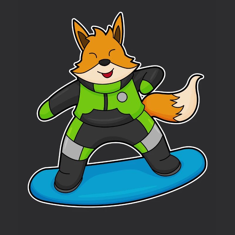 Fuchs as a snowboarder with snowboard