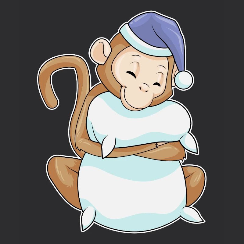 Monkey with pillow & sleeping cap