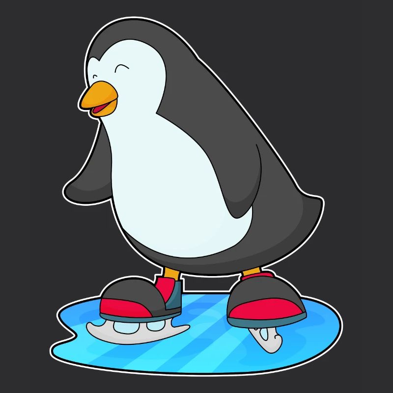 Pinguin beim Eislaufen mit Schlittschuhe