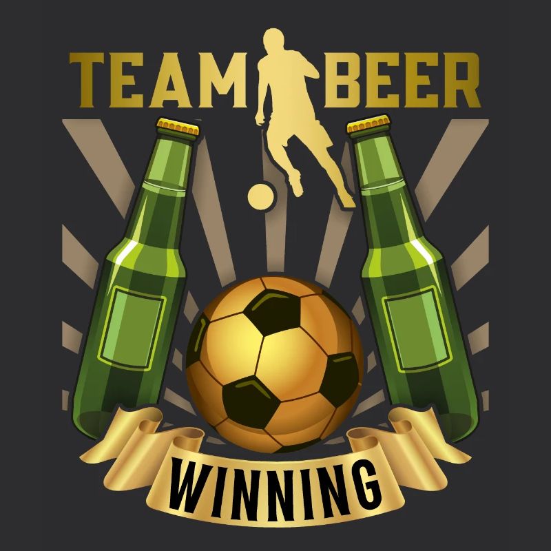 Fußball, Bier, Bierspruch mit Bierflaschen Spruch