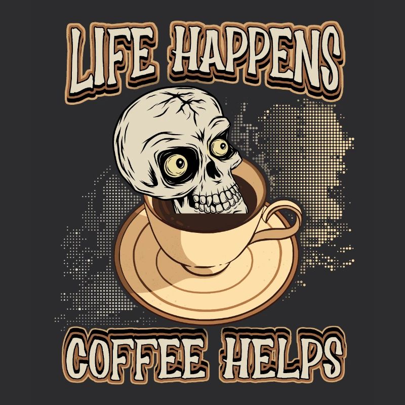 Kaffee Kaffeetrinker lustiger Spruch mit Totenkopf