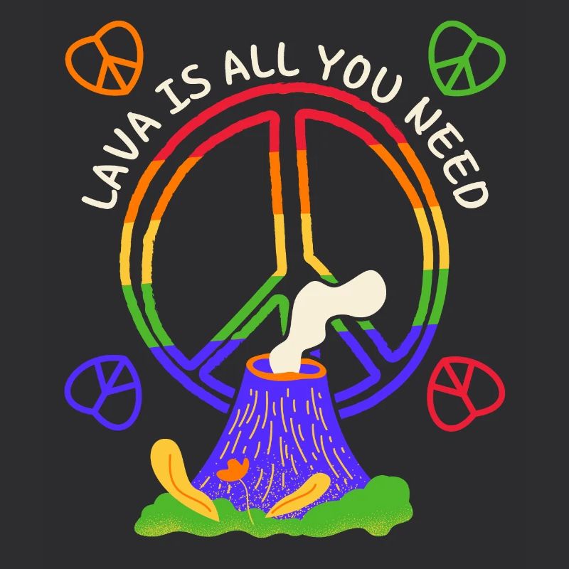 Frieden-Symbol, Friedenszeichen mit Vulkan, Pun