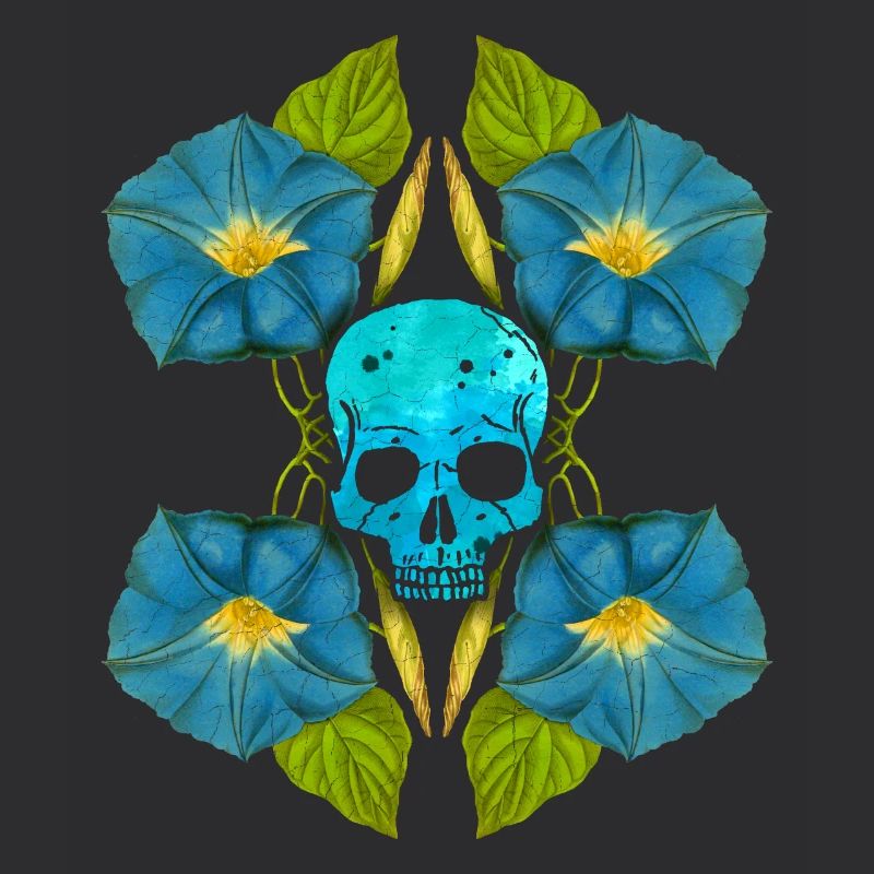 Totenkopf Skull mit Prunkwinde, Morning-Glory