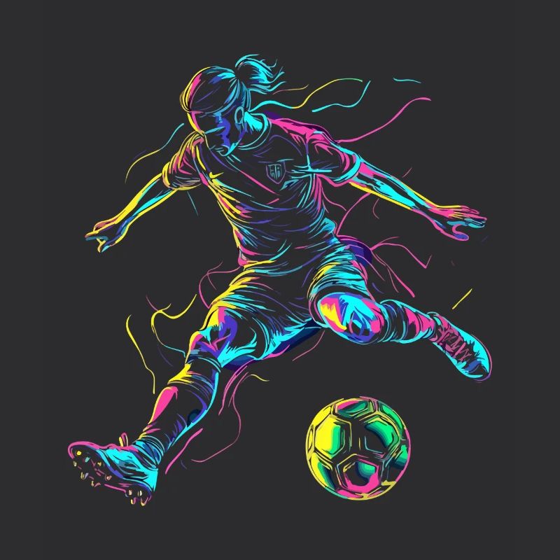 Explosion de couleurs footballeur - design dynamique