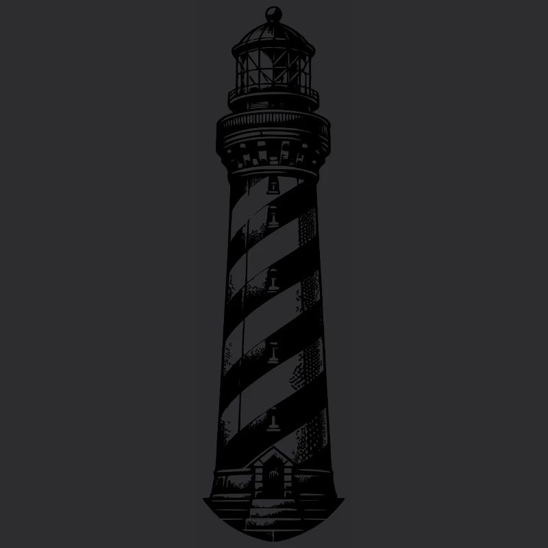 Striped lighthouse on the coast