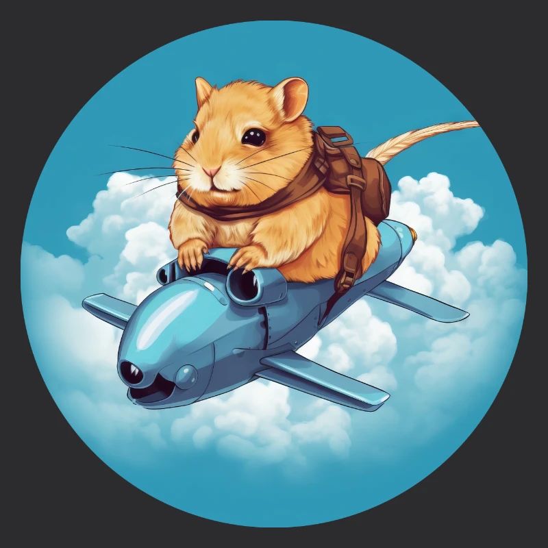 Hamster on Rocket Sunset Blue