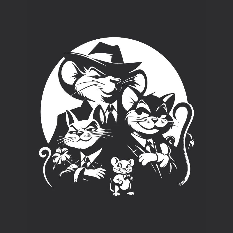 Lustiges Mafia Design mit Comic Katzen und Mäusen
