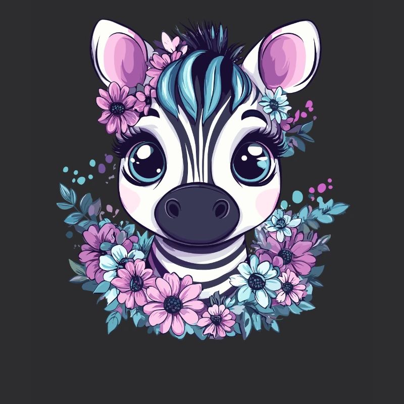 Zebragesicht mit Blumen