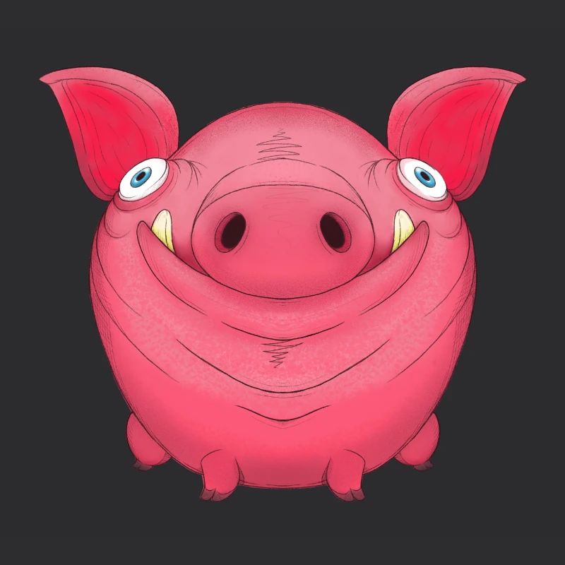 Mignon rond dessin animé cochon