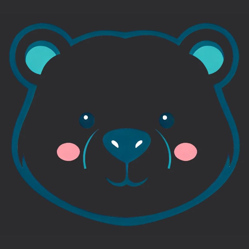 Ours en peluche de dessin animé mignon - Design bleu et blanc