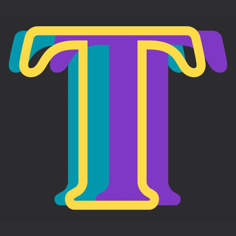 Multi-coloured letter t
