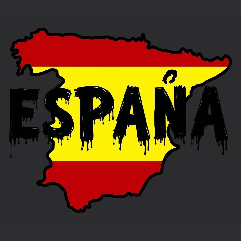 España Map with Dripping Text Design