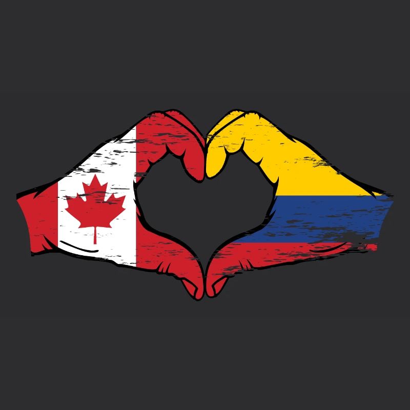 Canada Colombie drapeau mains coeur utilisé
