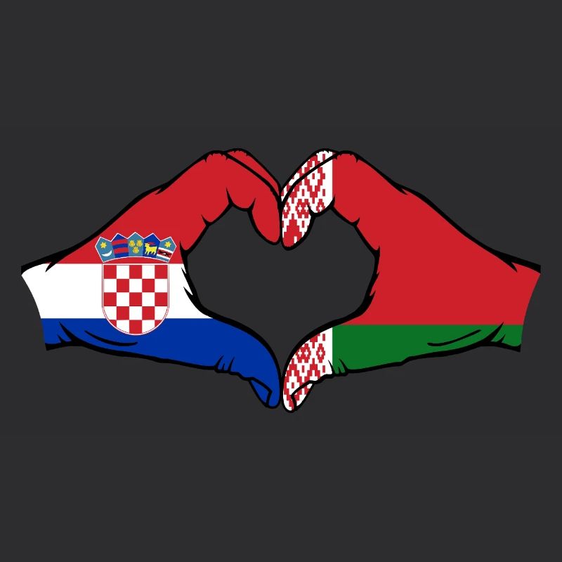 Croatie Biélorussie Drapeau Mains Coeur Forme