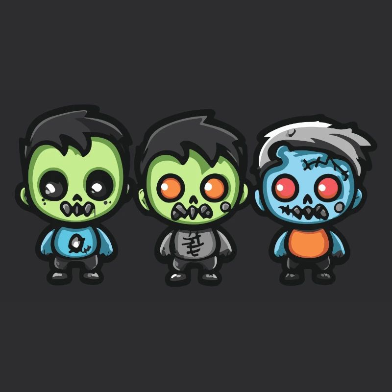 Zombies Halloween Niedlich Comic