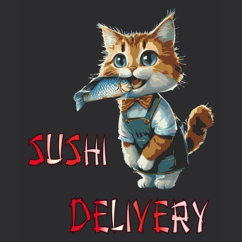 Chat avec du poisson dans la gueule