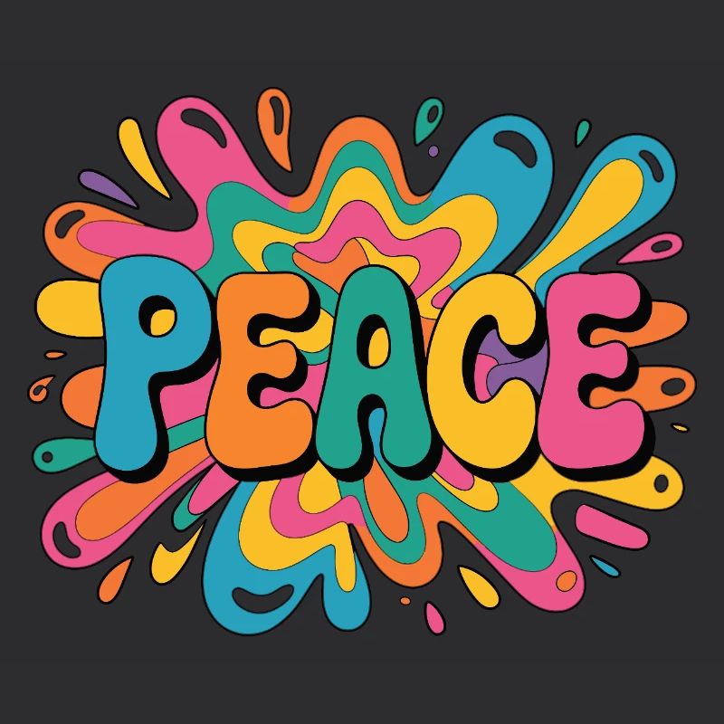 Peace 1960s psychedelic pop-art design