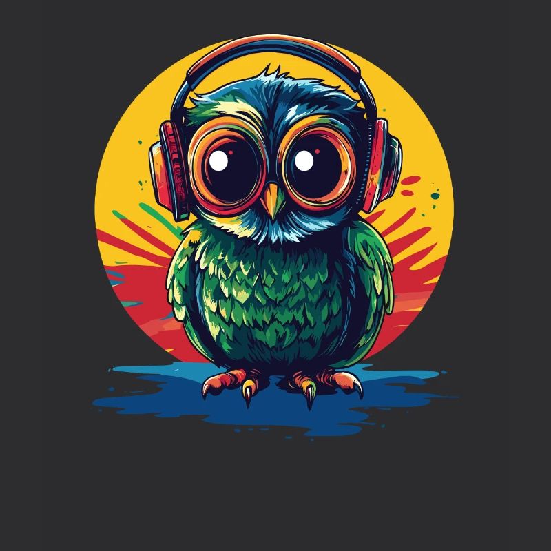 Eule mit Kopfhörern