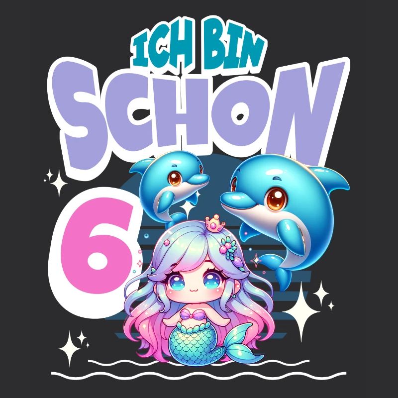 6. Geburtstag Meerjungfrau Delfin Kinder Mädchen