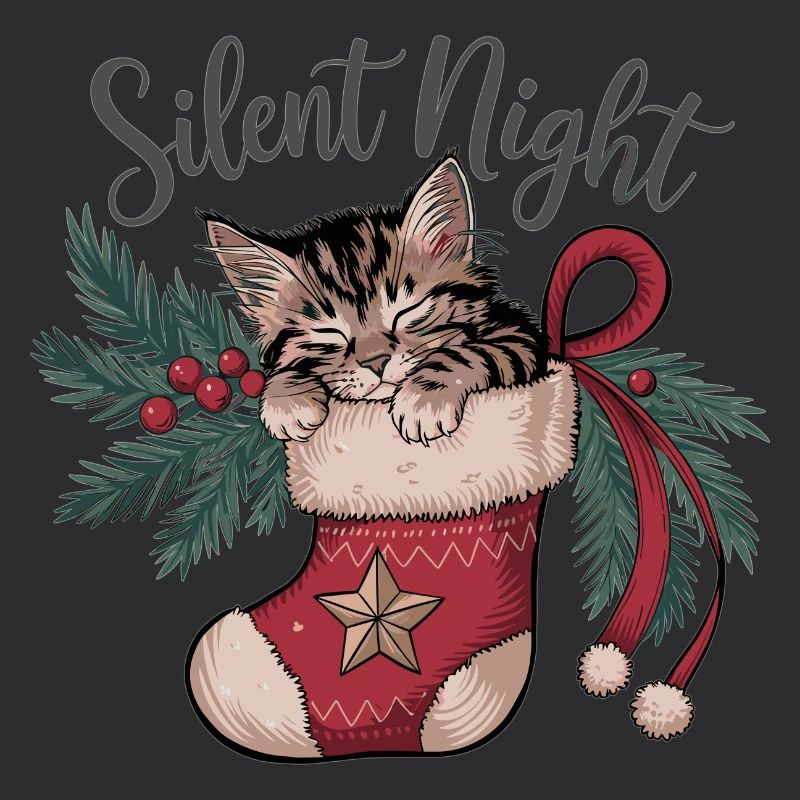 Douce nuit – Chaton en bas de Noël