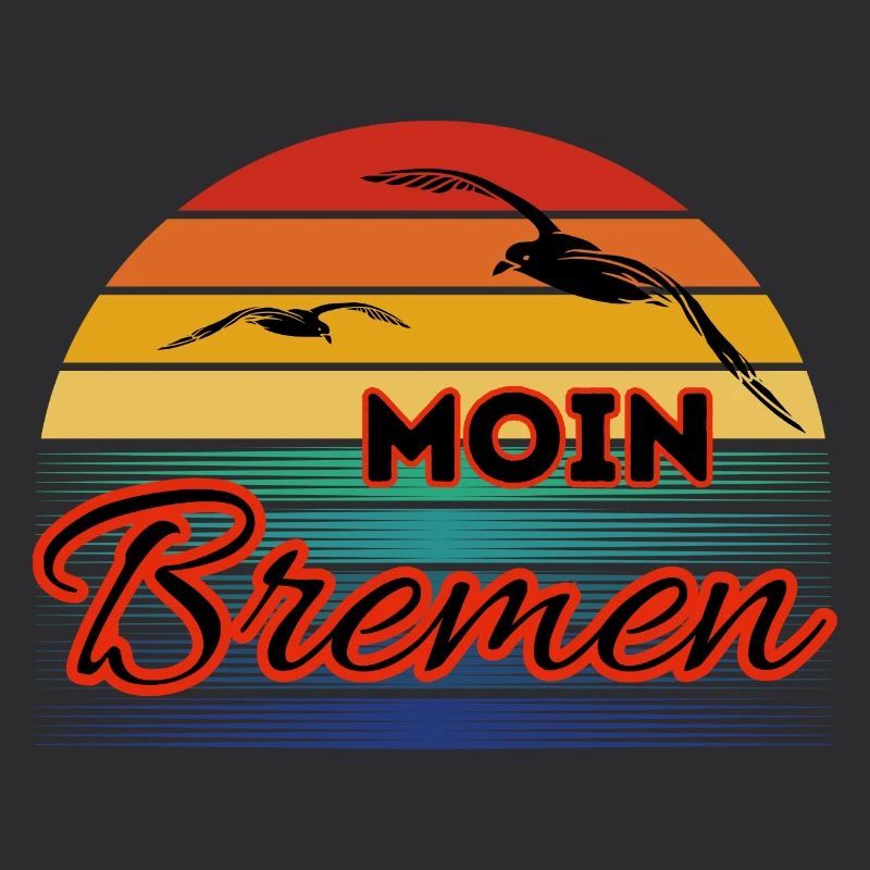 Moin Bremen avec mouette dans un style rétro