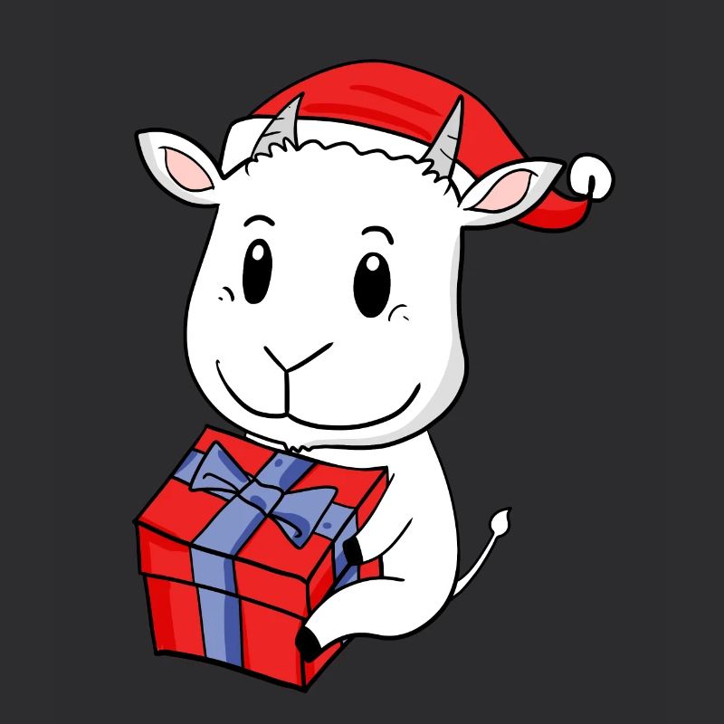 Bébé Chèvre de Noël avec cadeau