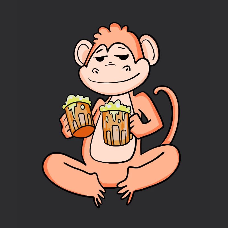 Monkey with beer glasses Beer drinking alcohol