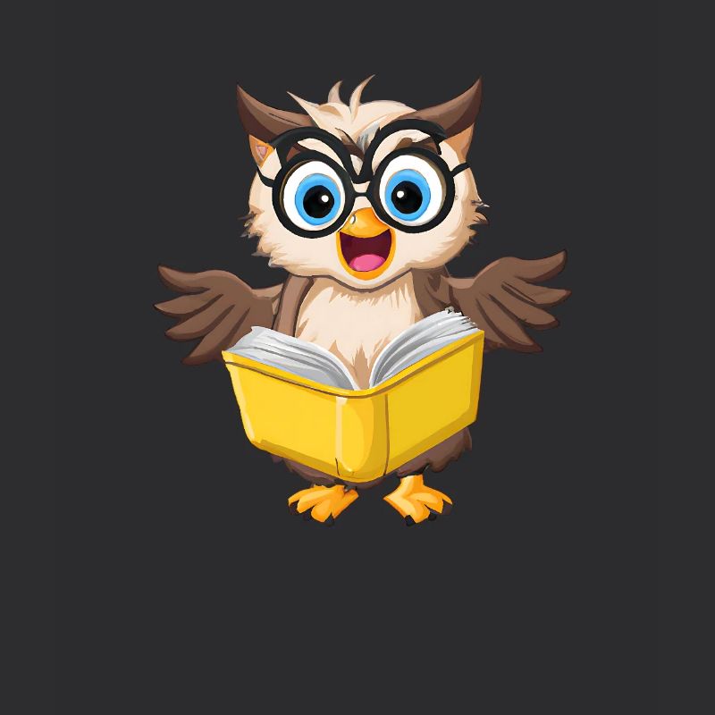 Niedliche Eule mit Nerd-Brille, die ein Buch liest