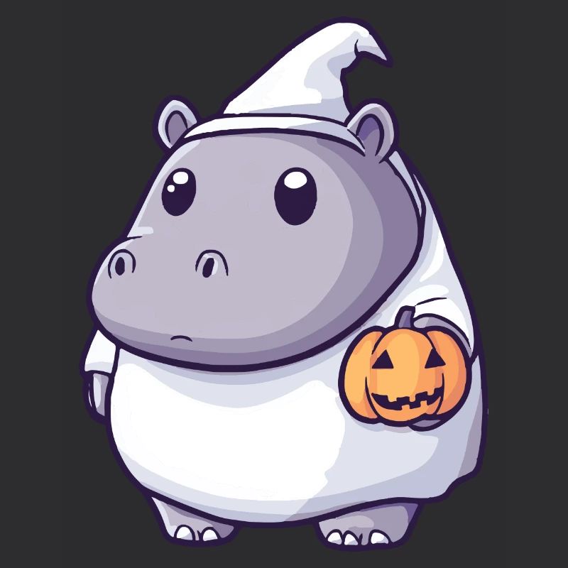 Nilpferd Halloween Comic Geist