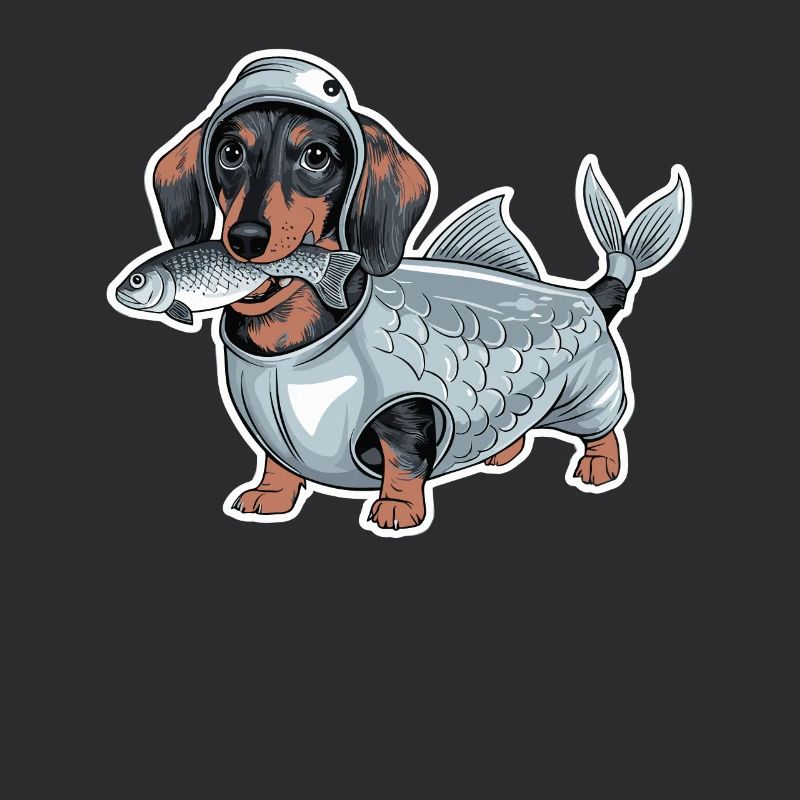 Dachshund In Costumes As A Fish