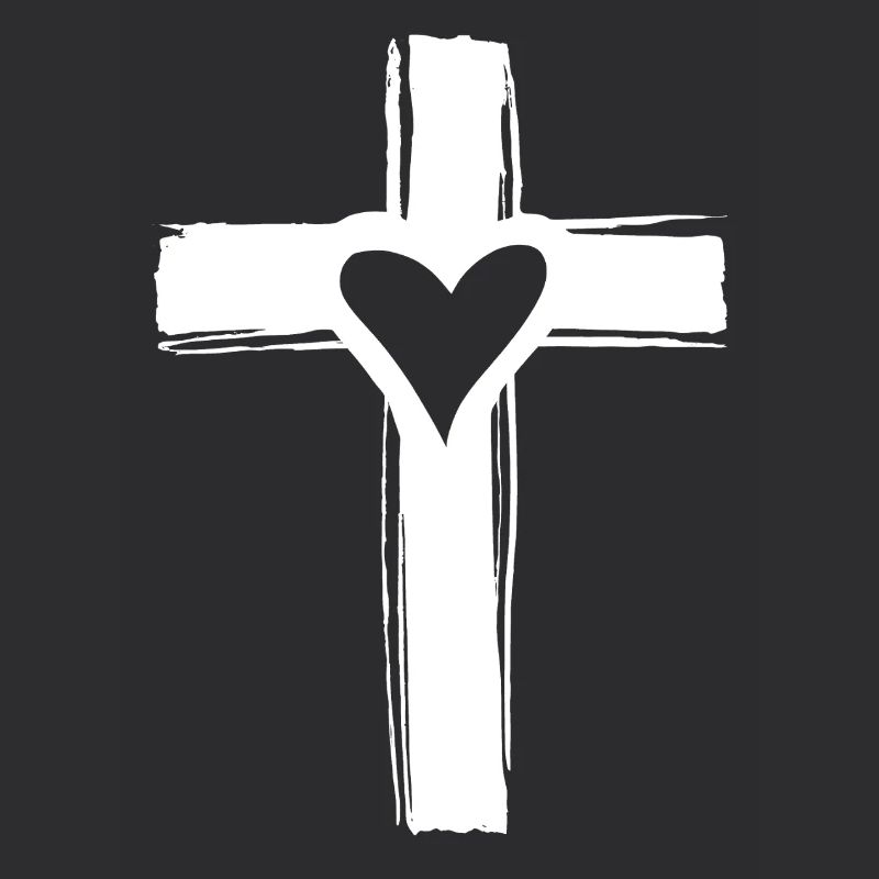 Weißes Kreuz mit einem Herzen darin