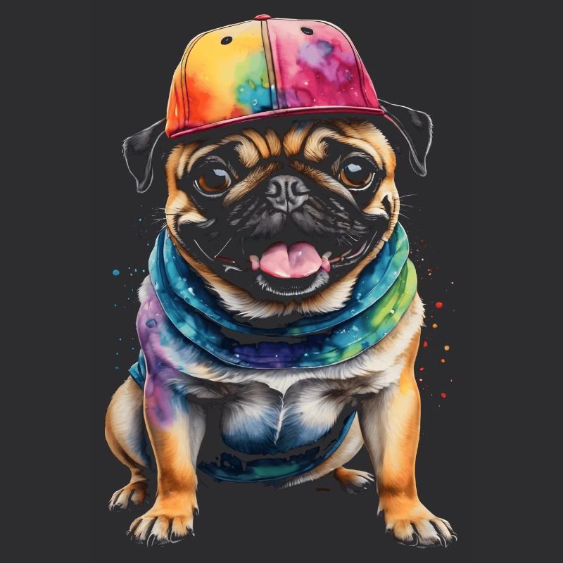 Carlin Snapback Cap Chien Coloré Drôle Design Imprimer