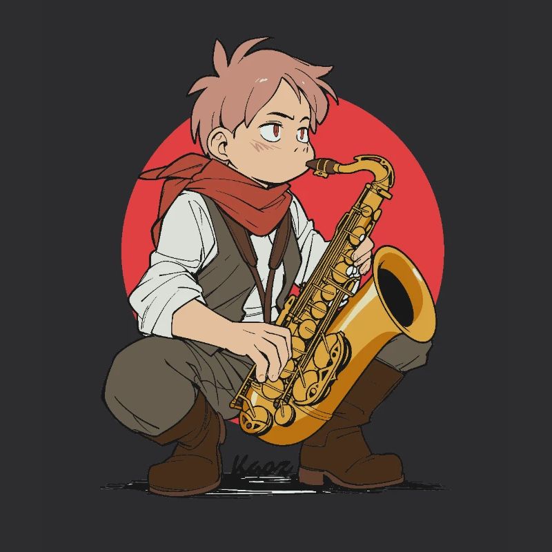 Junge spielt Saxophon