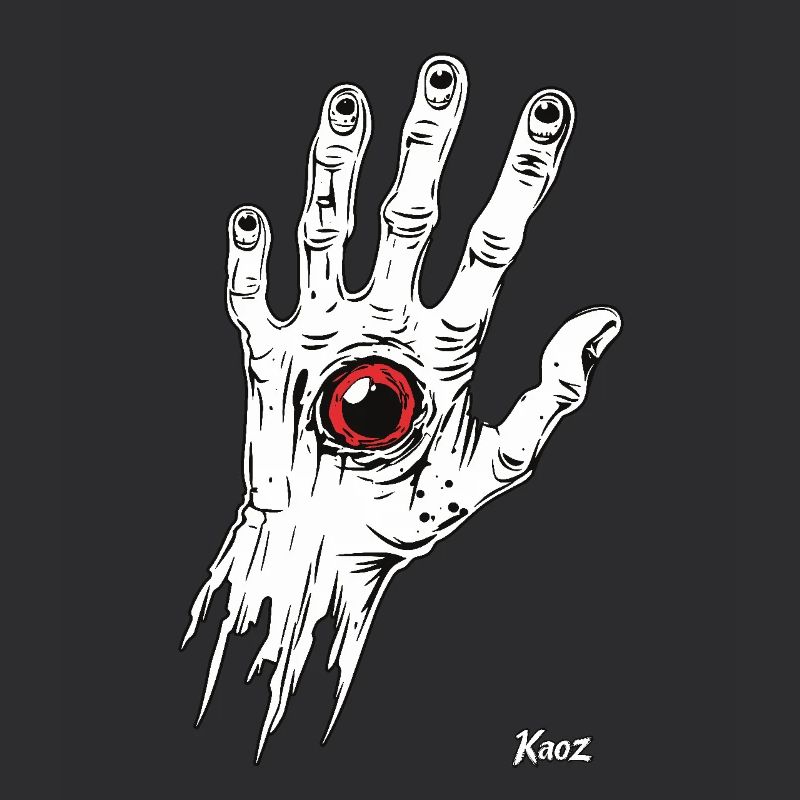 Main de zombie blanc avec œil