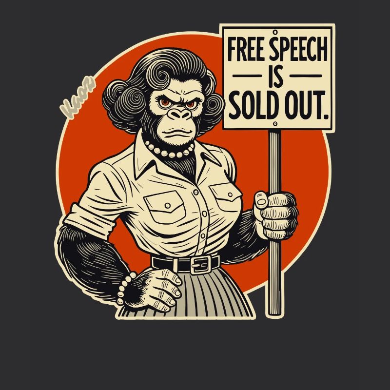 Gorille avec un bouclier : la liberté d’expression vendue