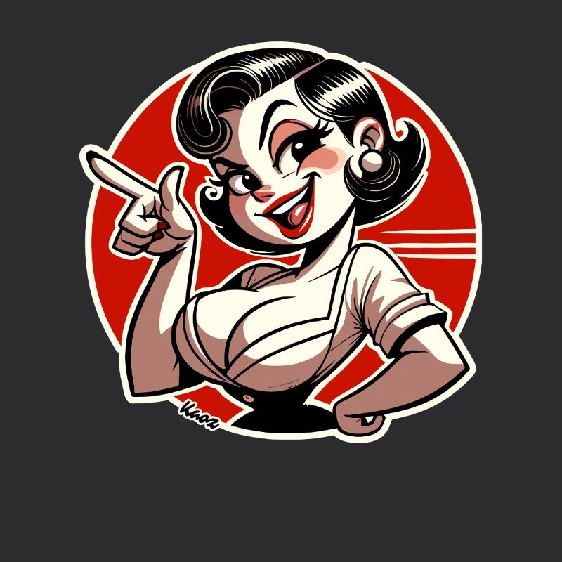 Dame rétro coquine avec breloque pin-up