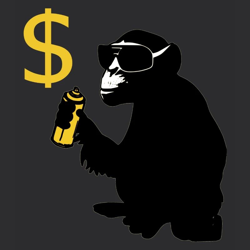 monkey sprayed dollar signs