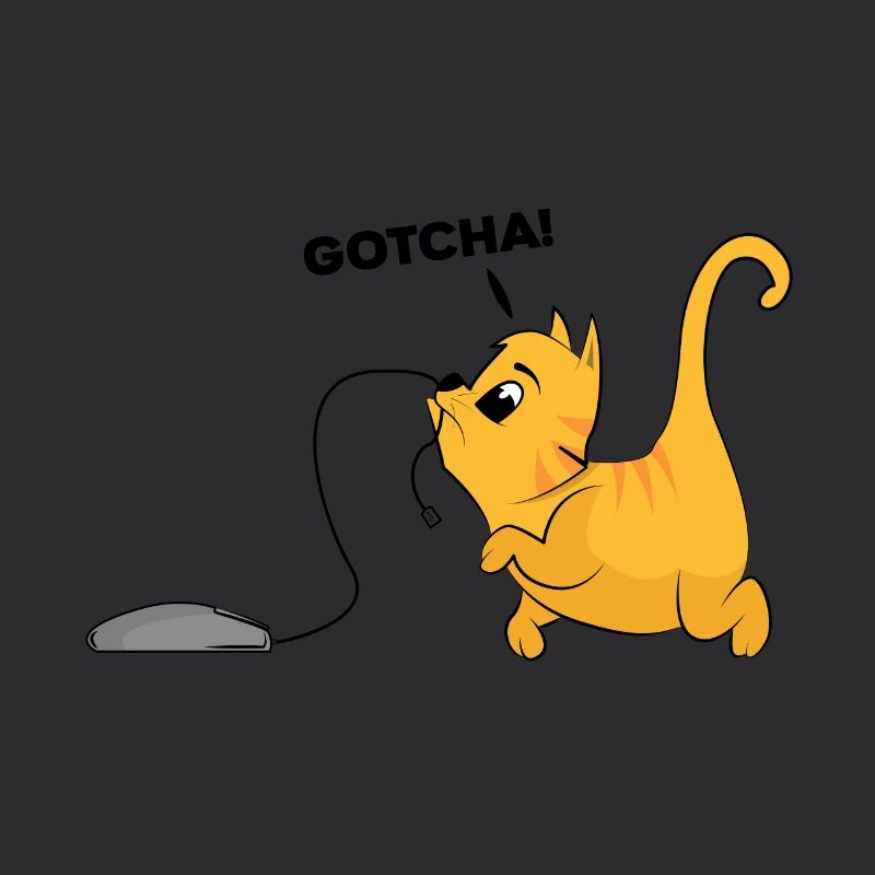 Cat catches computer mouse gift kitten