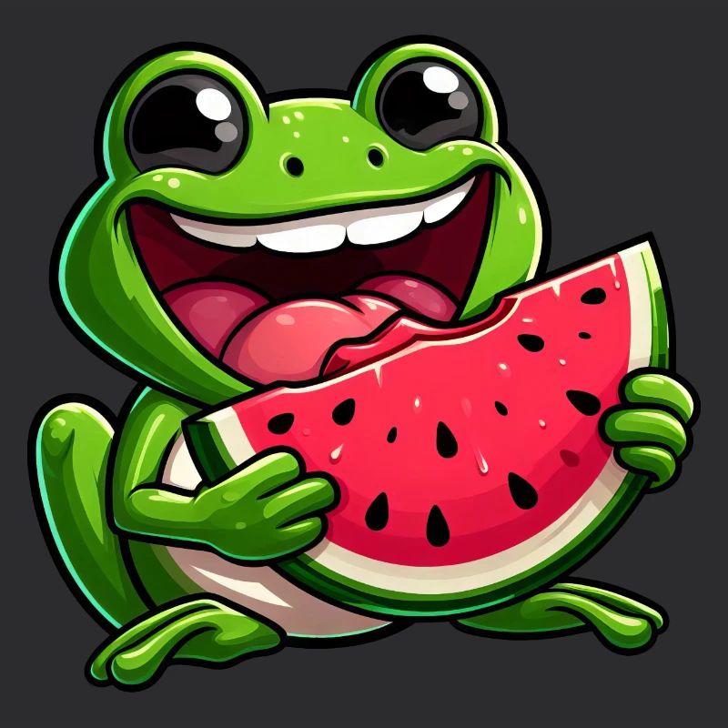 Funny Frog Watermelon Summer Fruit Design