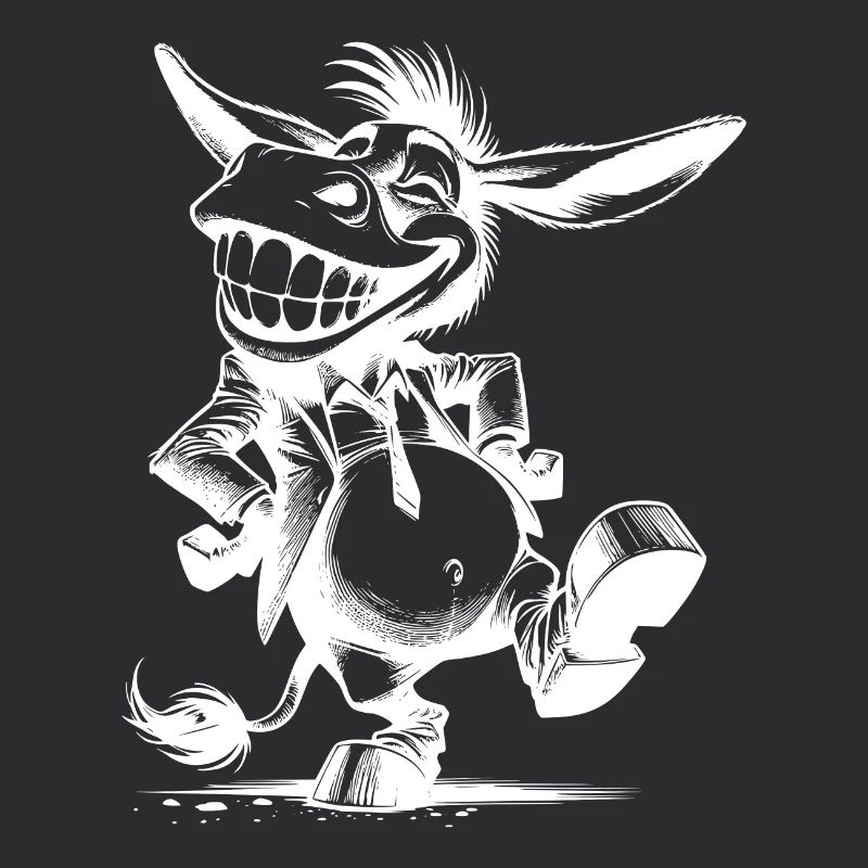 Grinning Donkey Long Eared Caricature Drawing