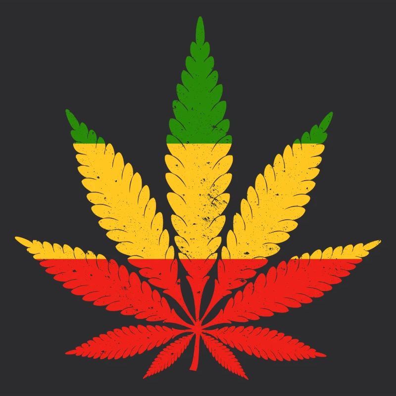 Or rouge Vert Rasta Couleurs Feuille de Cannabis