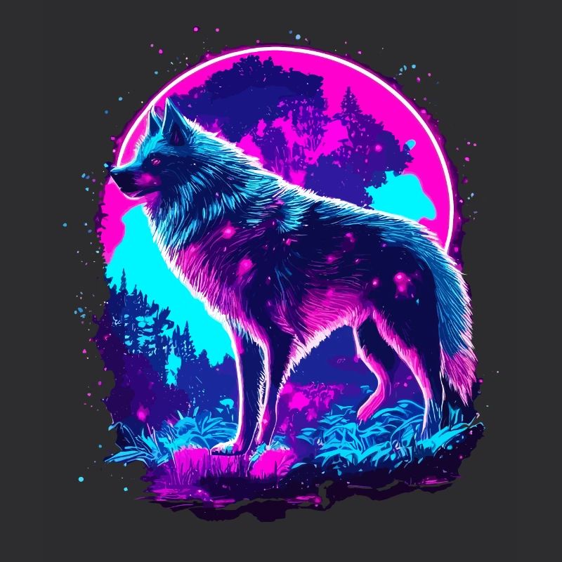 Wolf’s Art Synthwave Néon Psychédélique