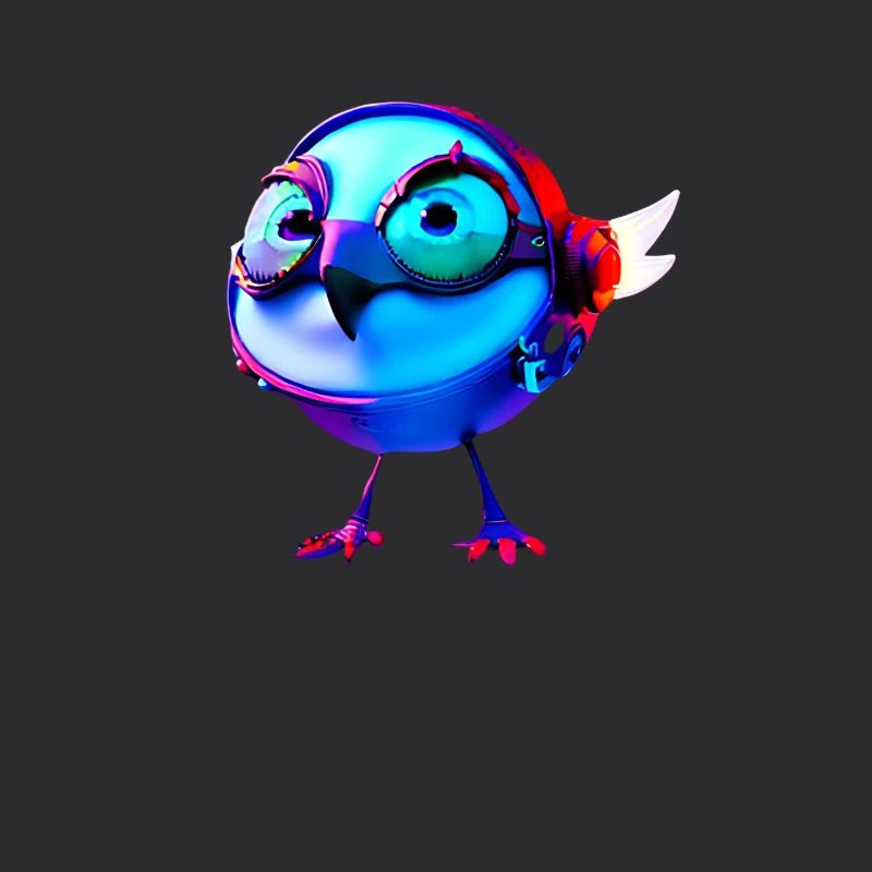 Mignon Chick Poulet Poule Robot Cyborg Bleu