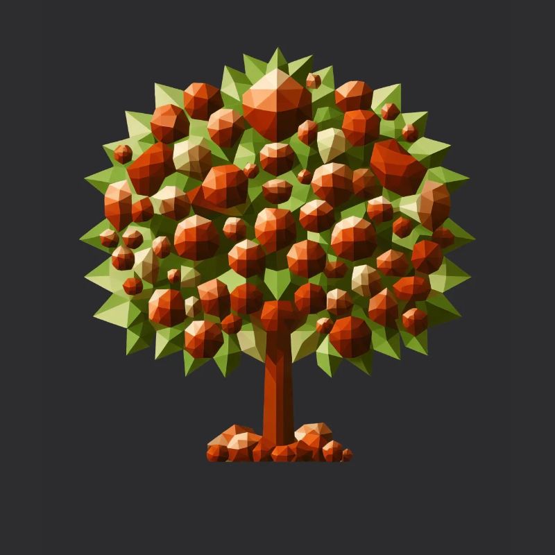 A deciduous chestnut tree in polygon style
